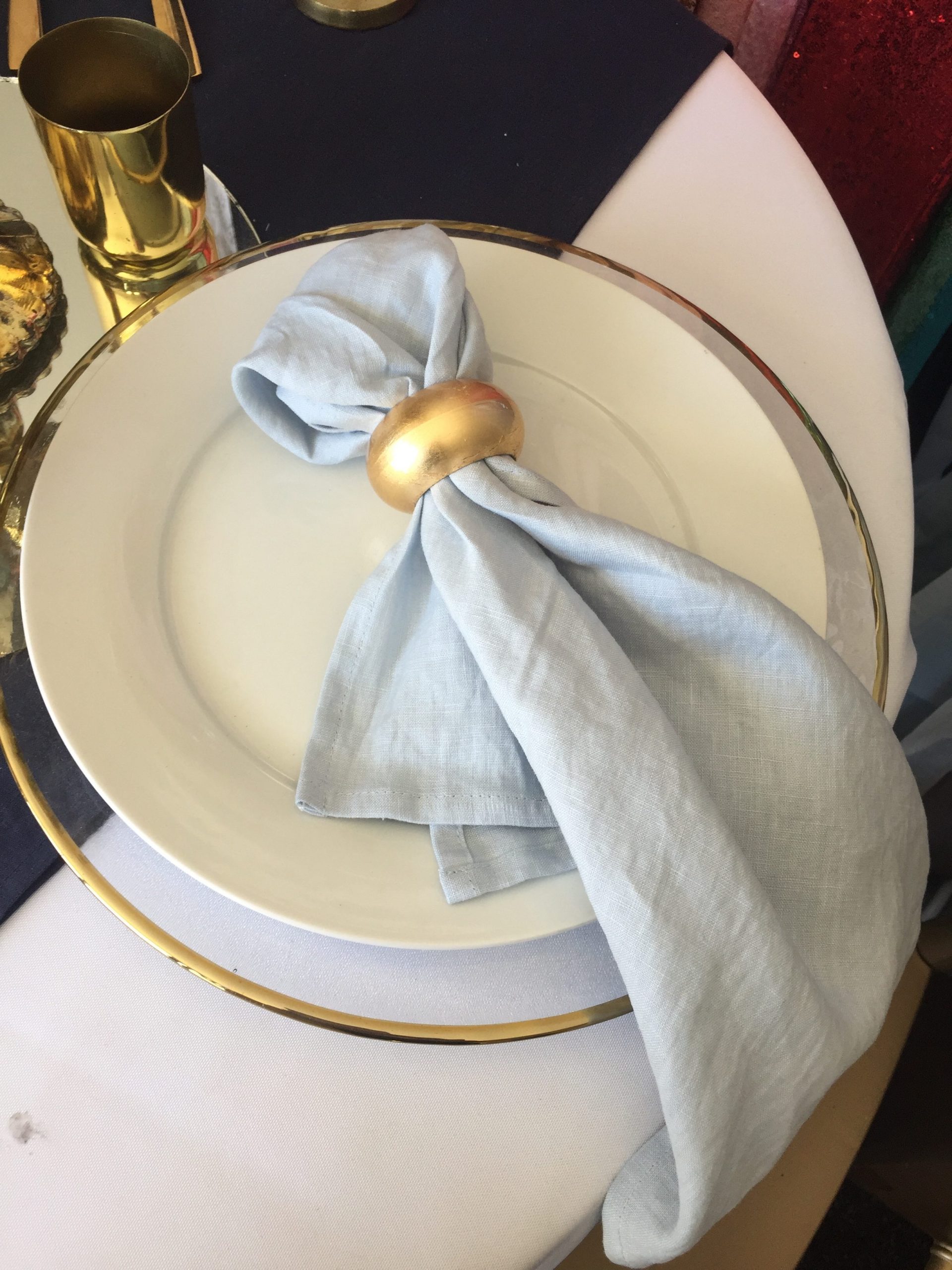 stonewash linen napkin pale blue