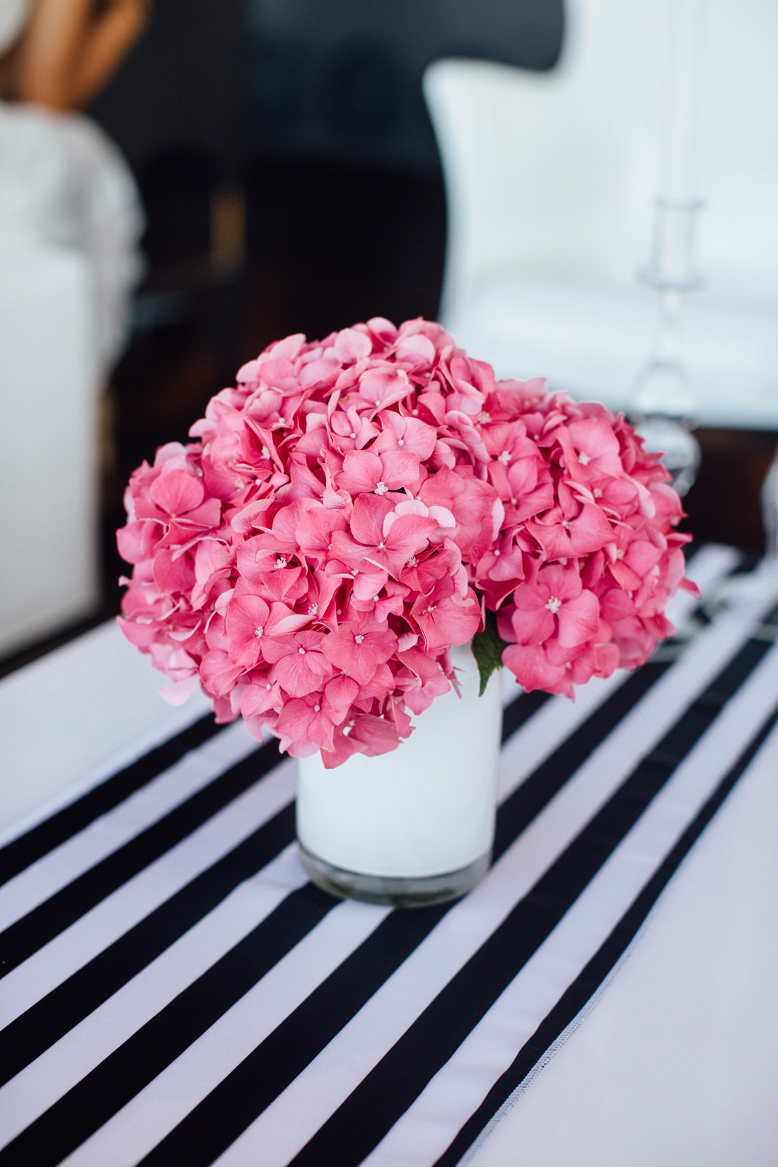 black and white stripe table runner