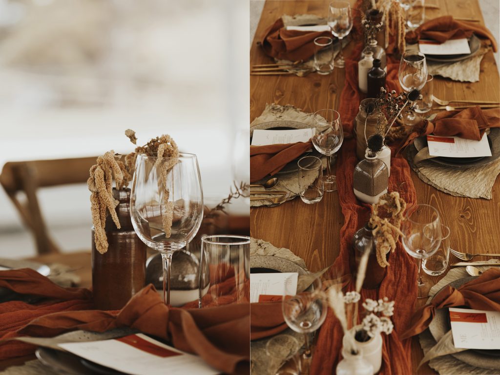 Aero Matte Gold Cutlery // Rust Napkins from The Pretty Prop Shop