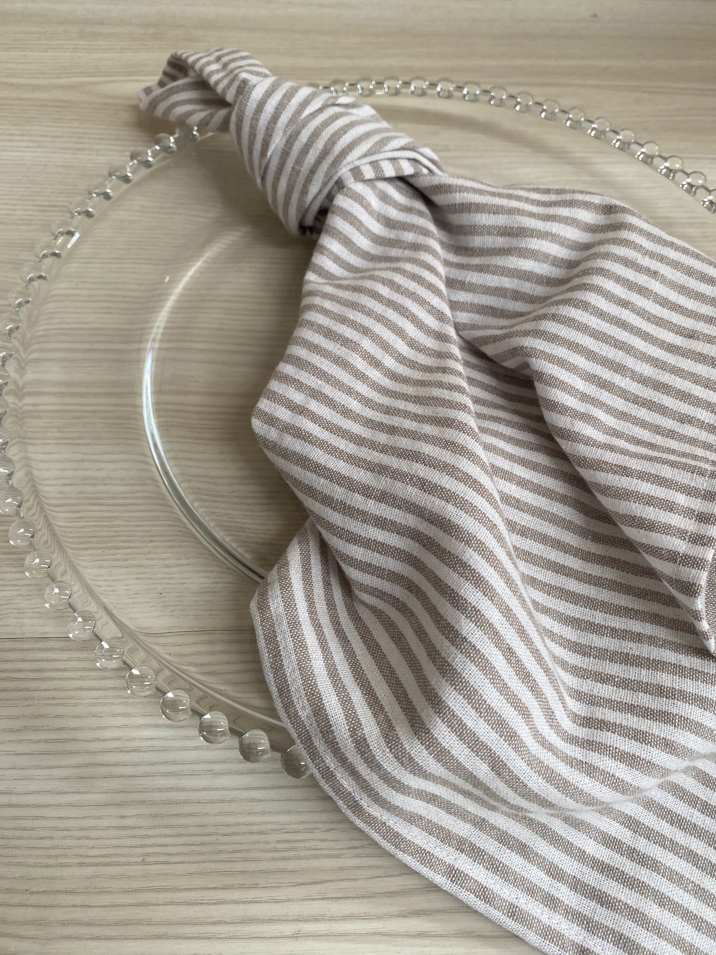 Stonewash Linen Napkin - Sand Stripe - Image 3