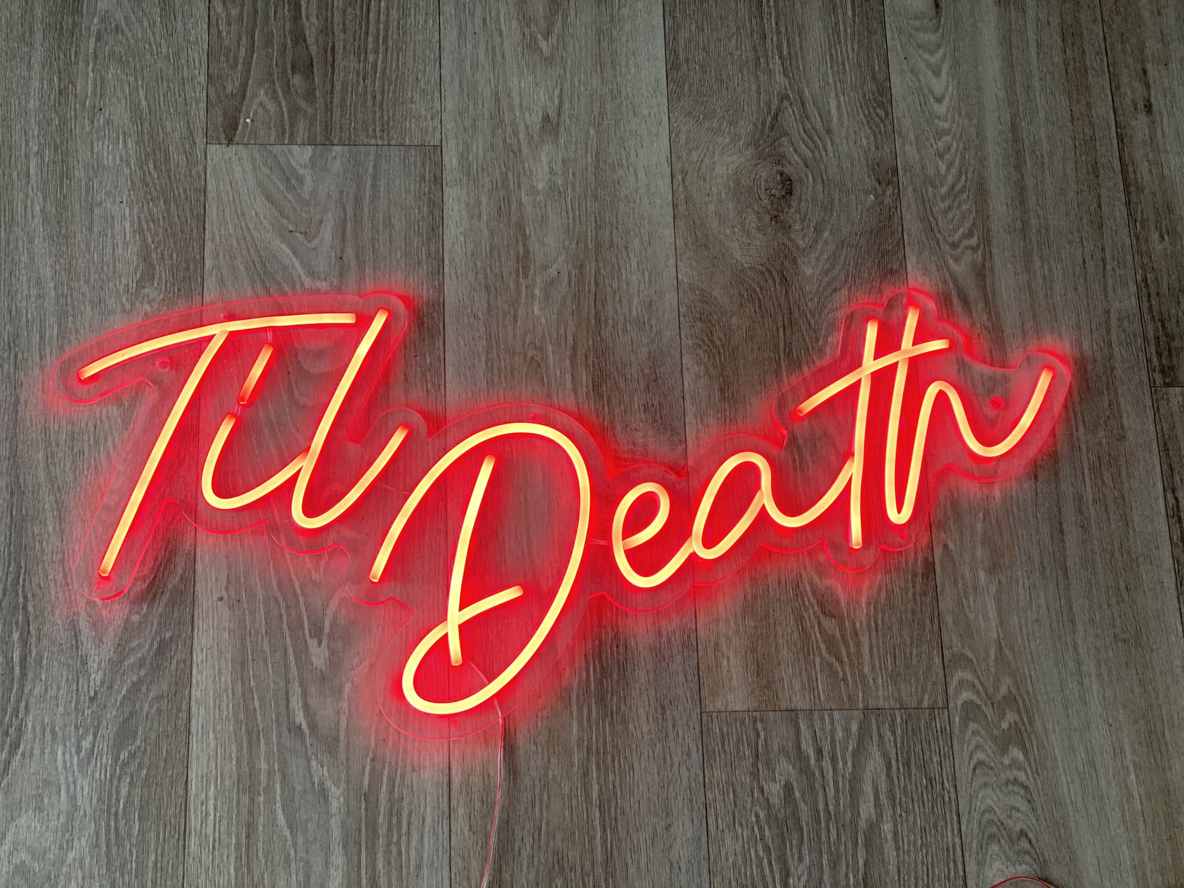 til death neon sign hire auckland nz