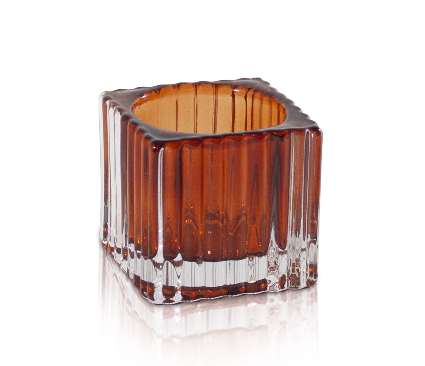 Amber Ribbed Tealight Holder Hire NZ