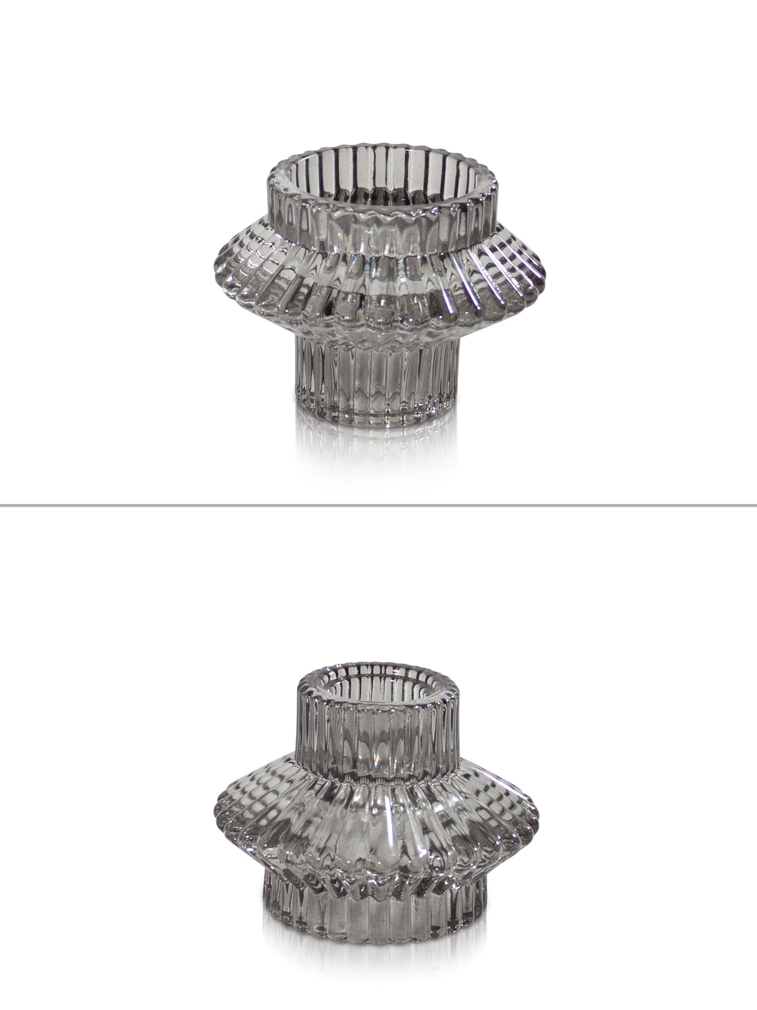 Aida Reversible Candleholder - Smoke Grey