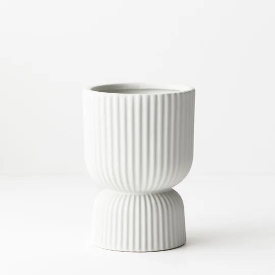 LINEAR PEDESTAL VASE WHITE