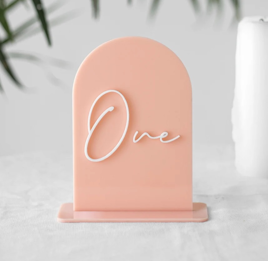 peach acrylic table number hire auckland nz