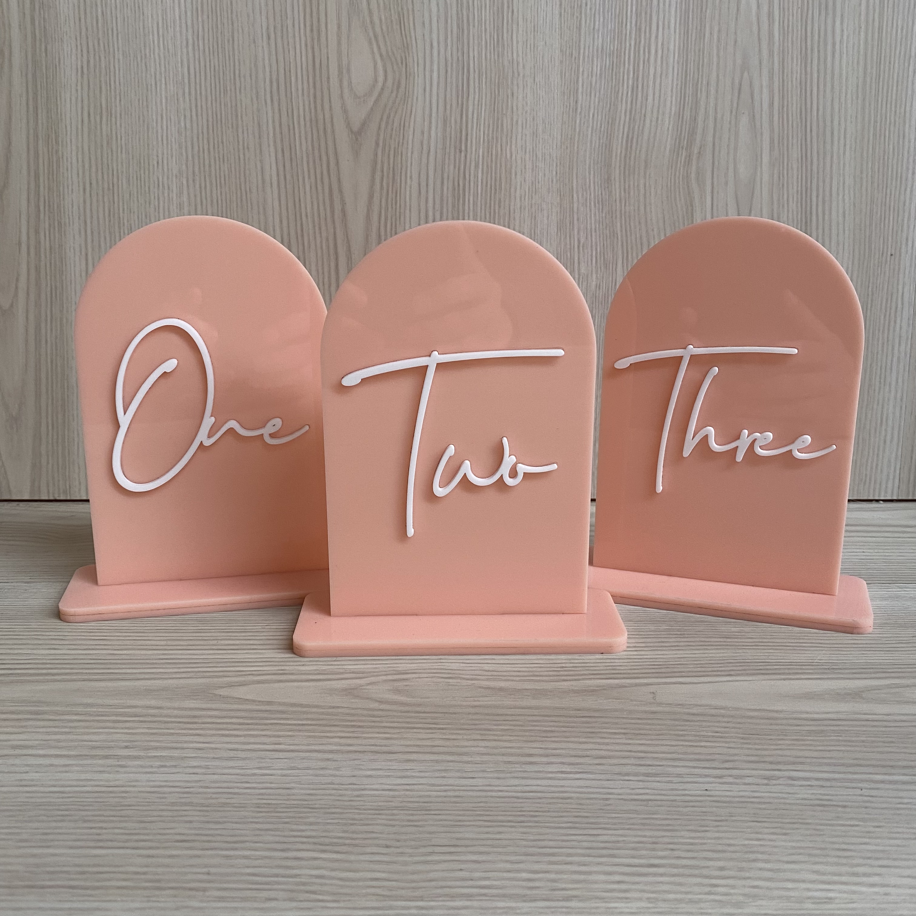 peach acrylic table number hire auckland nz