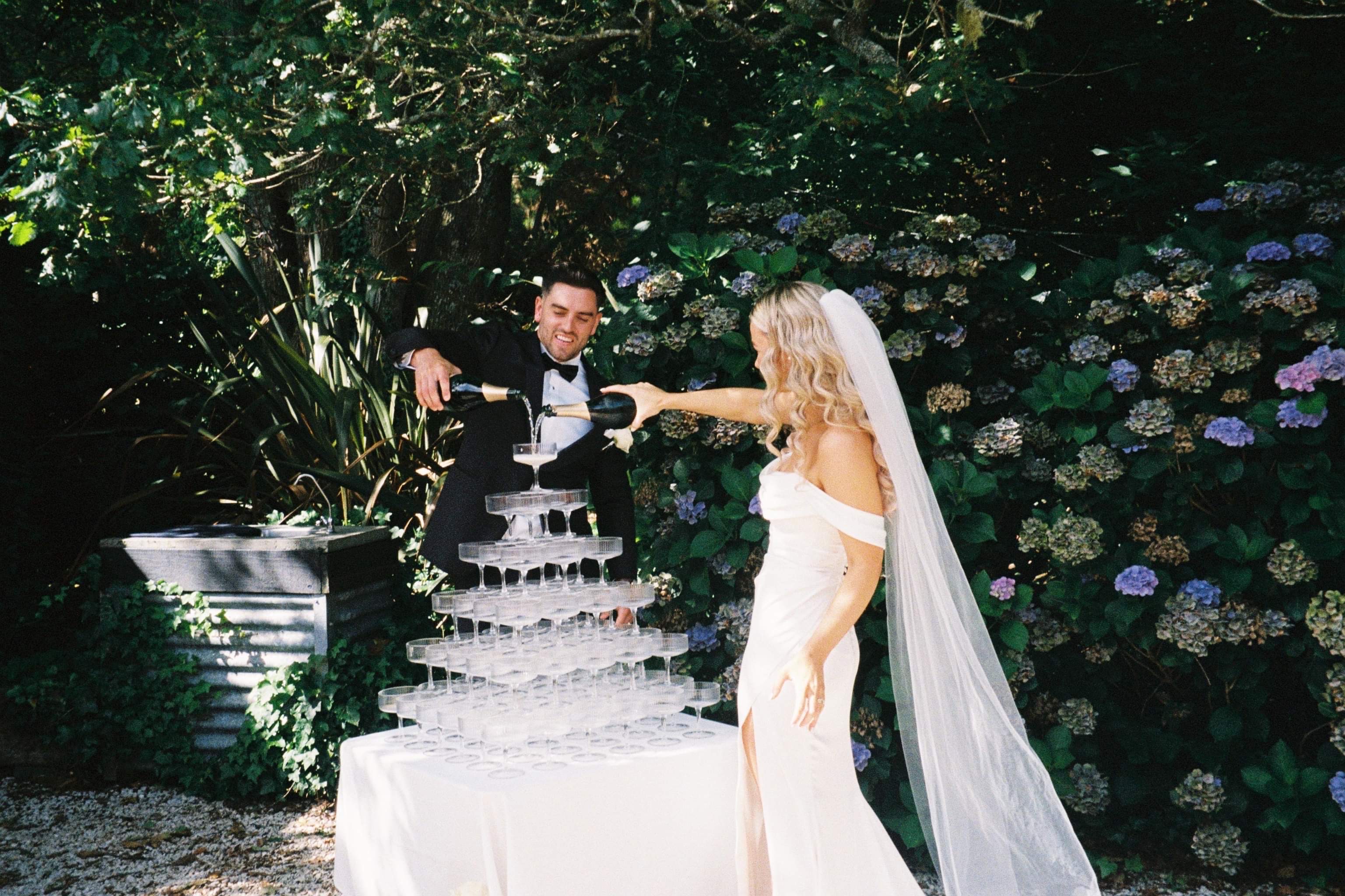 modern 91 glass champagne tower hire auckland nz
