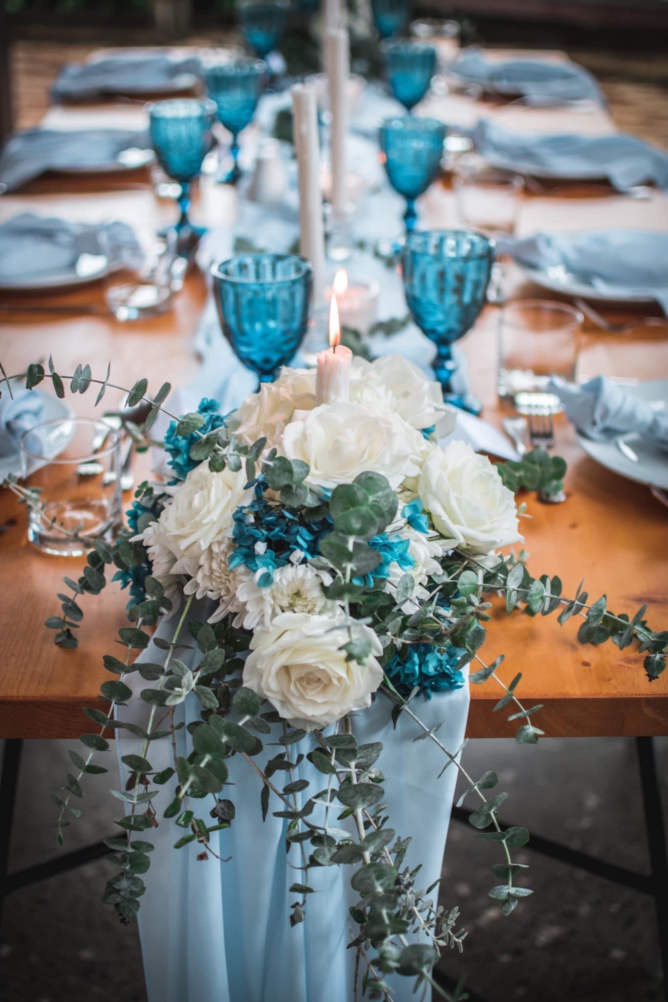 blue chiffon table runner hire auckland nz