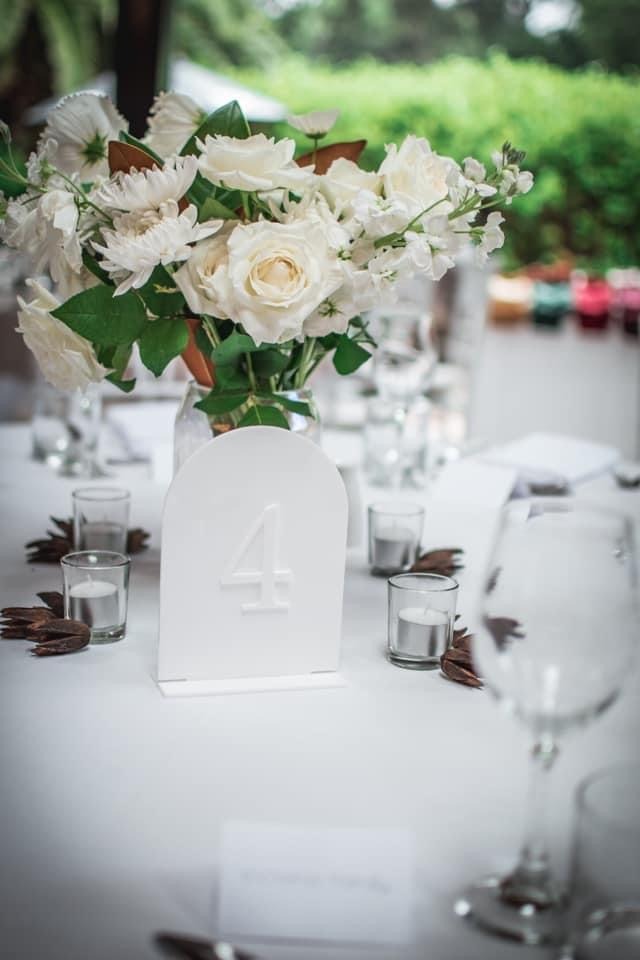 white acrylic table number hire auckland nz