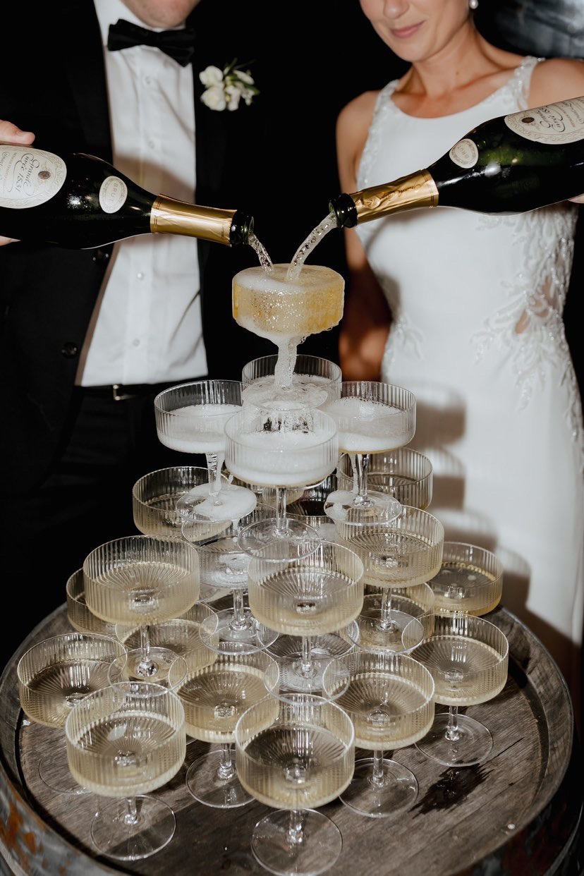 ribbed champagne glass tower hire auckland nz