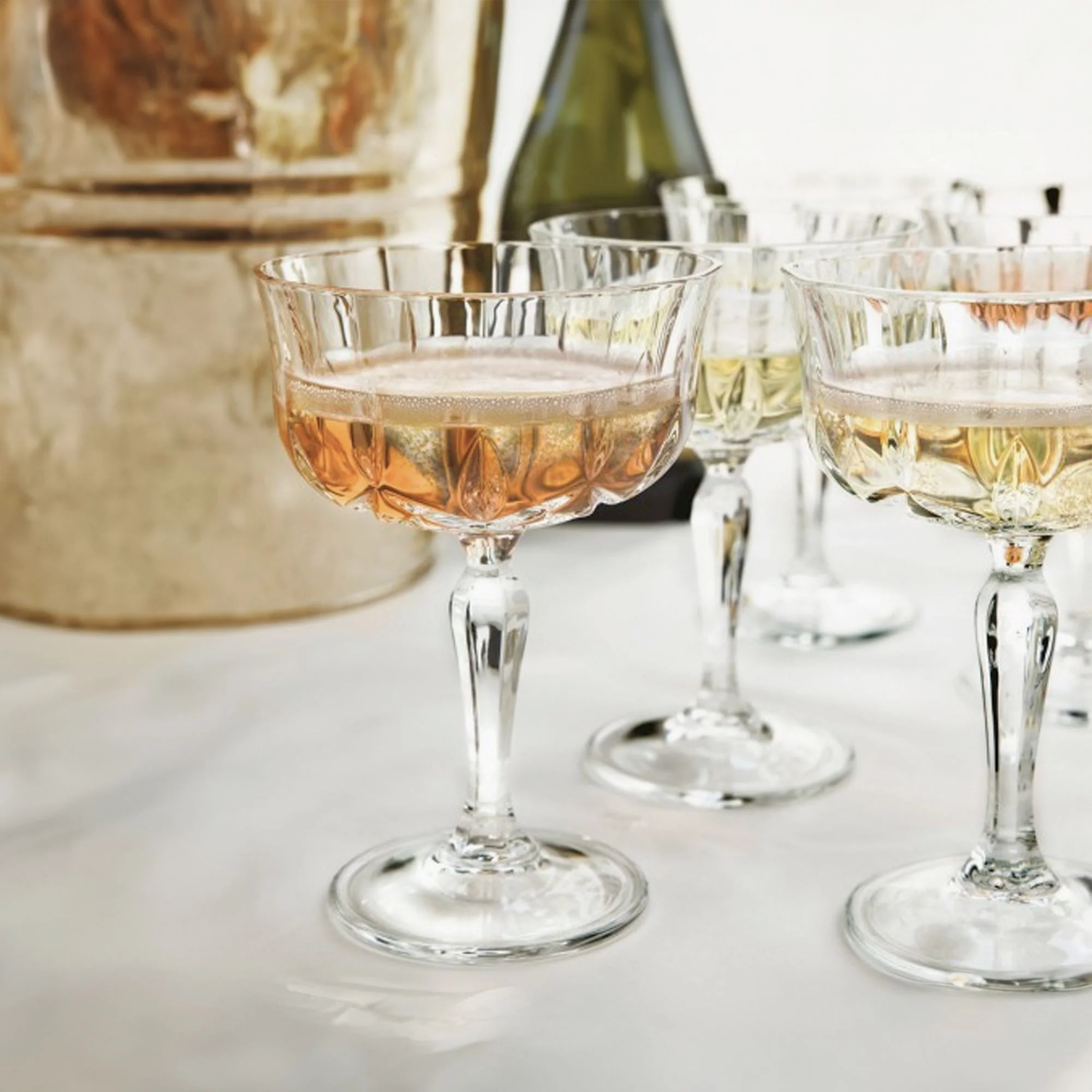 crystal champagne or cocktail glass hire auckland
