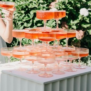 blush coloured champagne tower hire auckland nz