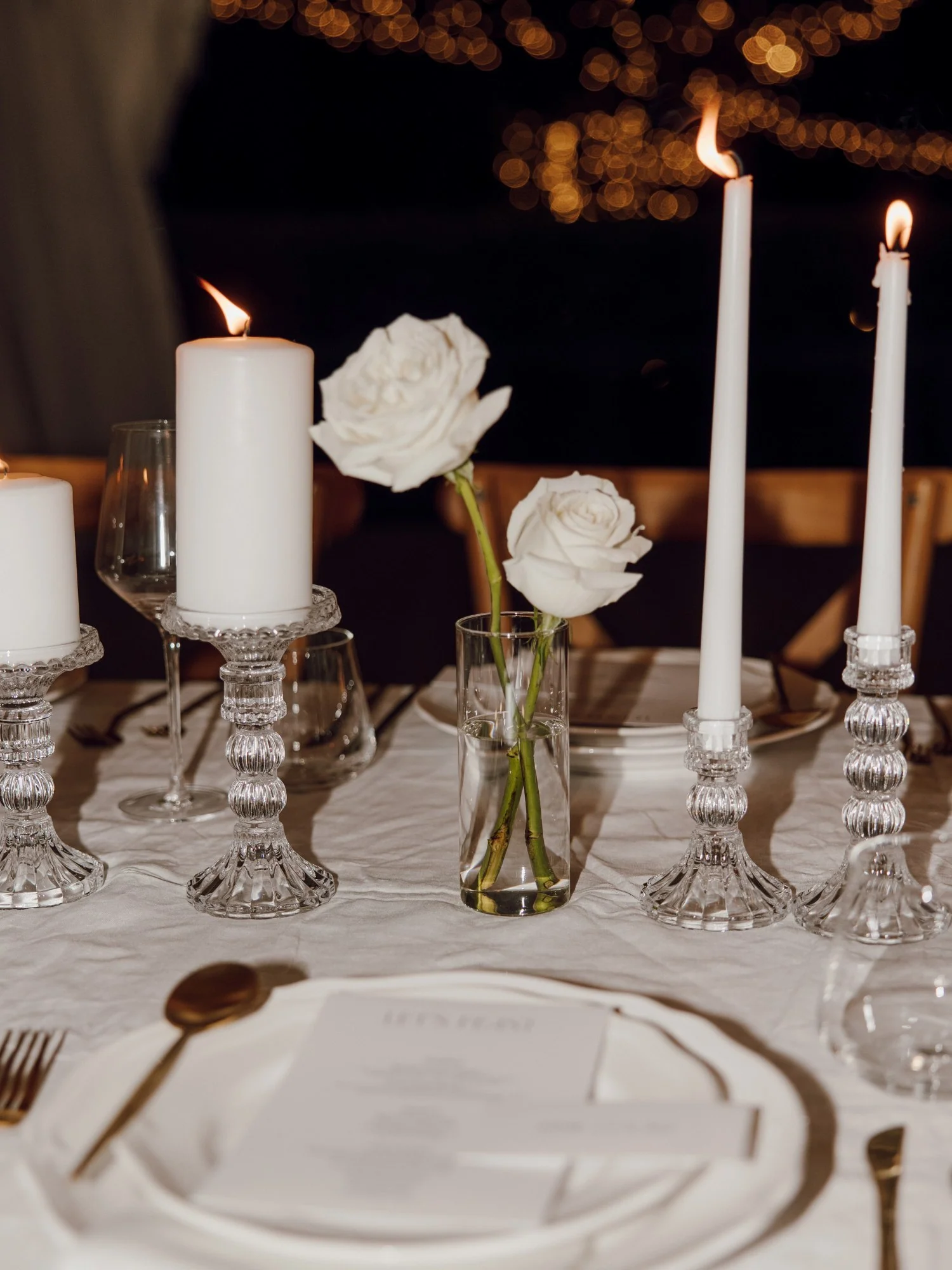 Celestia Pillar Glass Candleholder Hire Auckland NZ