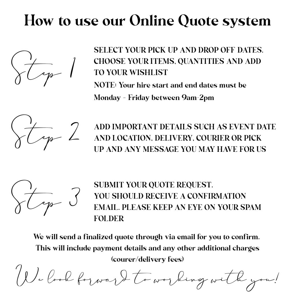 The Pretty Prop Shop Online Booking System Instructions