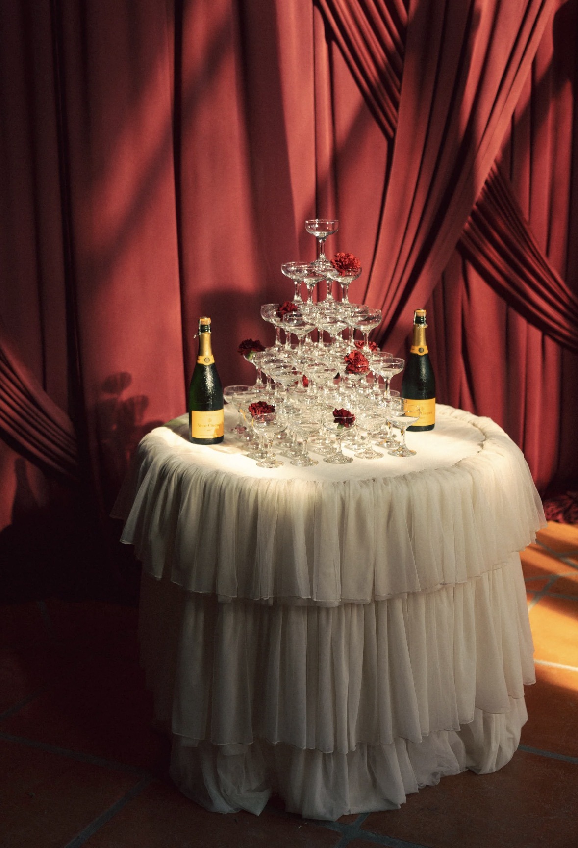 ruffle Chiffon tablecloth hire nz